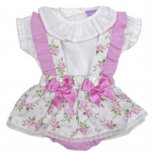 PQ214-Pink: Baby Girls Luxury 2 Piece Outfit (0-12 Months)